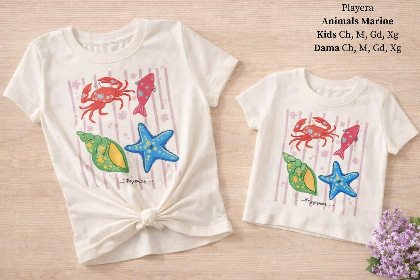 PLAYERA ANIMALS MARINE BEIGE