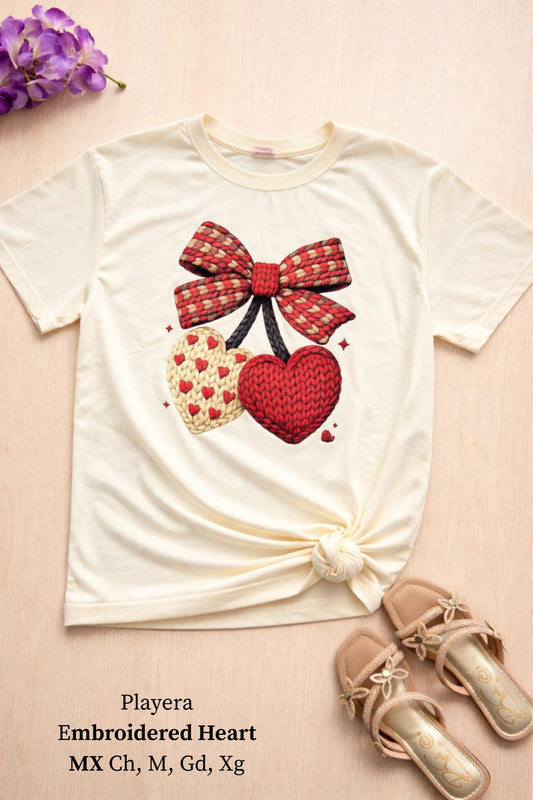 PLAYERA EMBROIDERED HEART
