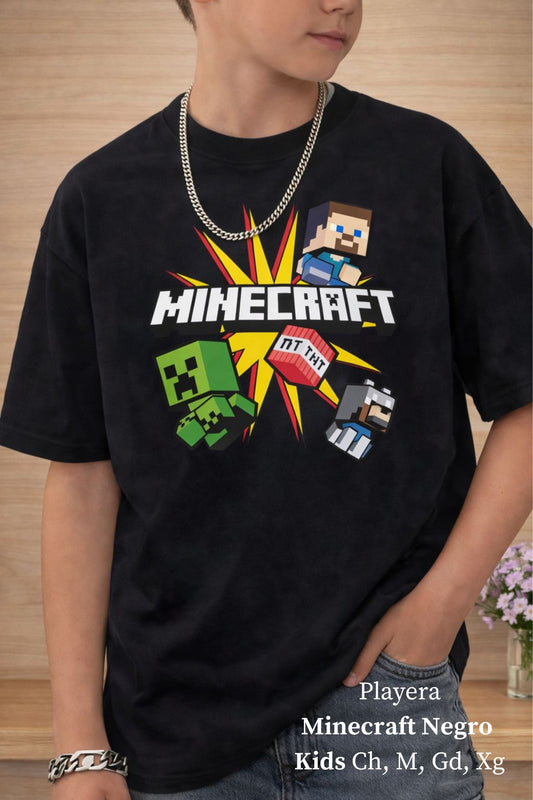 PLAYERA MINECRAFT NEGRO KIDS