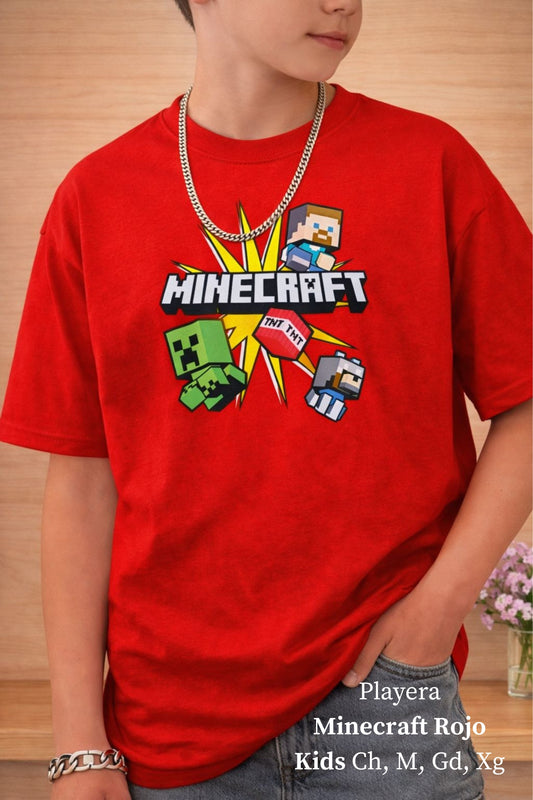 PLAYERA MINECRAFT ROJO KIDS