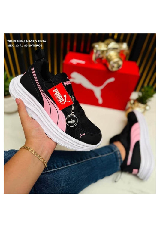 TENIS PUMA NEGRO ROSA