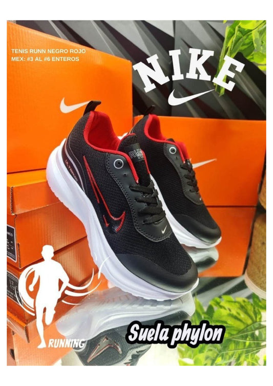 TENIS RUNN NEGRO ROJO