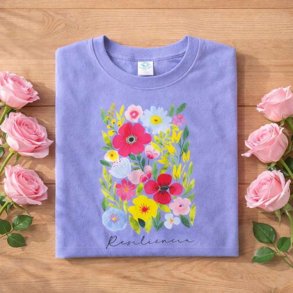 PLAYERA FLOWERS RESIL LILA