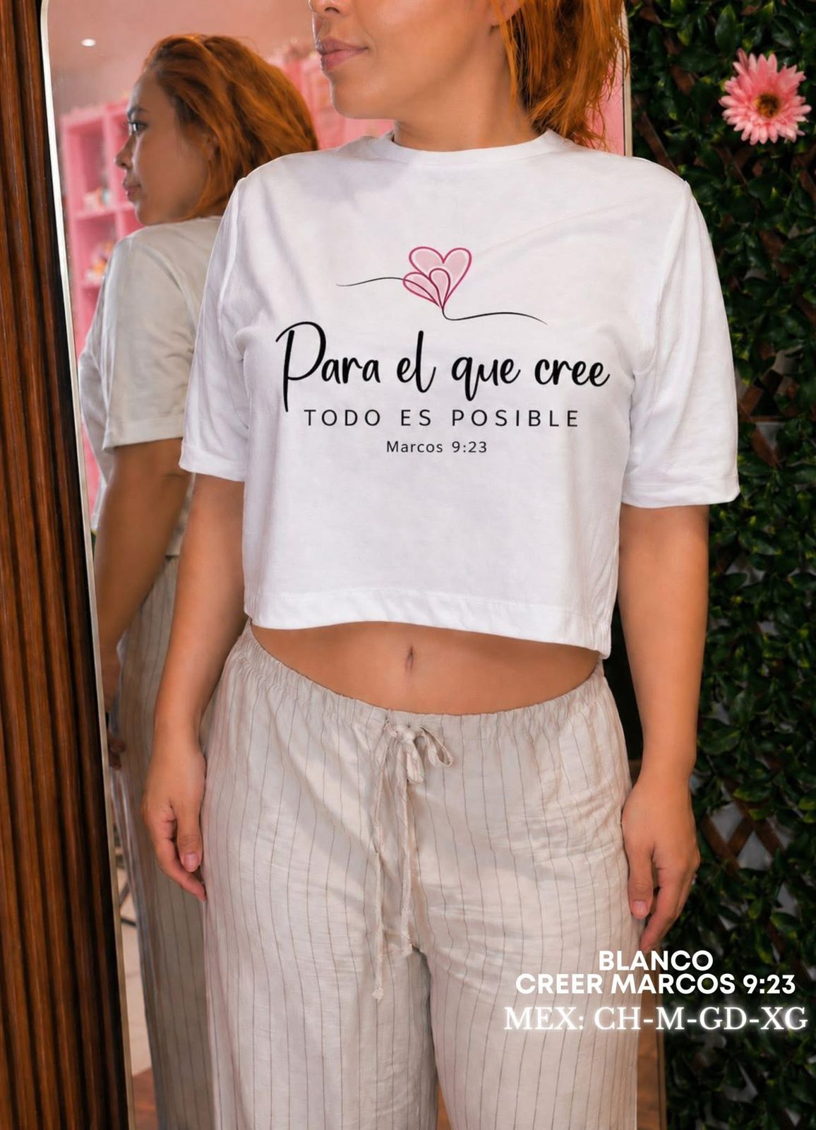PLAYERA CROP OVER CREER MARCOS 9:23