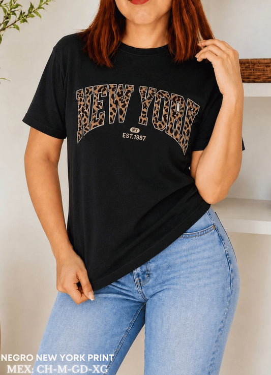PLAYERA NEGRO NEW YORK PRINT