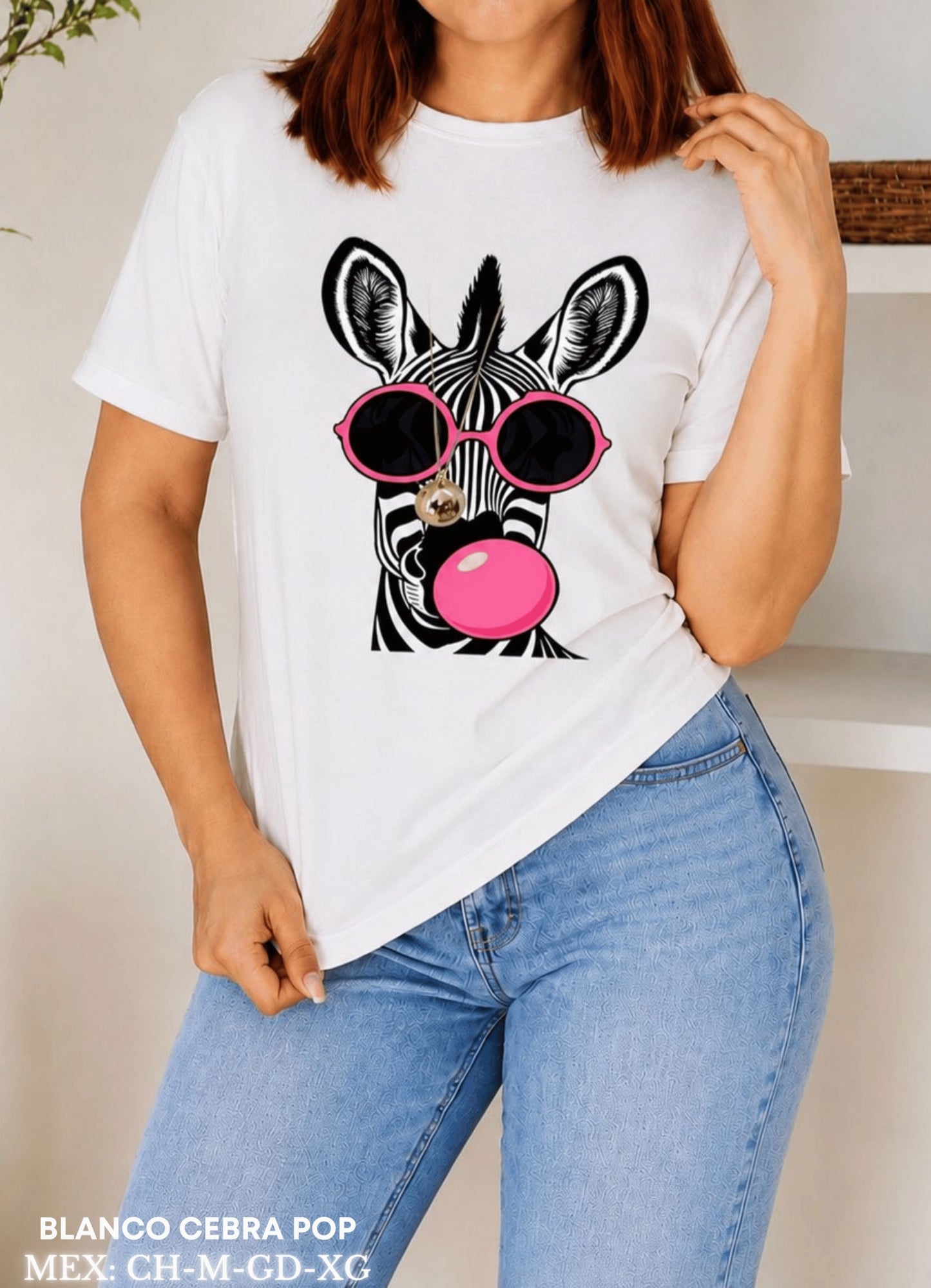 PLAYERA BLANCO CEBRA POP