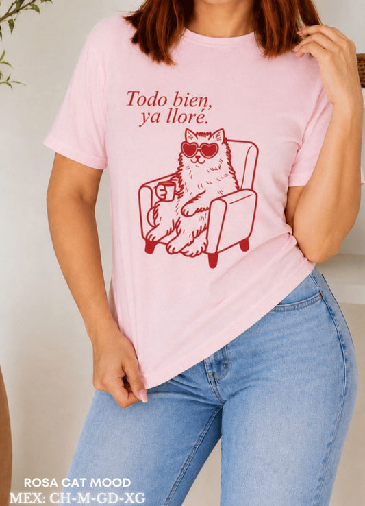 PLAYERA ROSA CAT MOOD