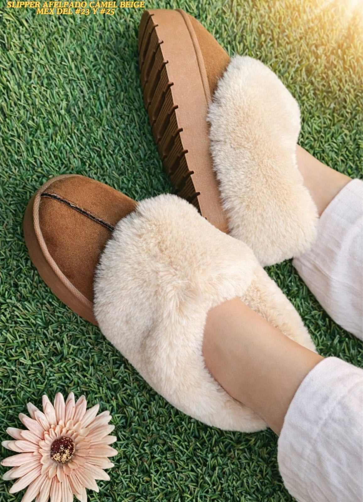 SLIPPER/AFELPADO/CAMEL/BEIGE